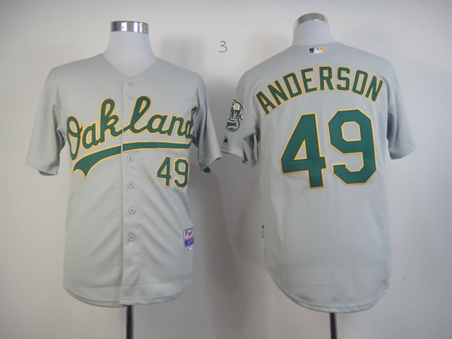 Men Oakland Athletics 49 Anderson Grey MLB Jerseys